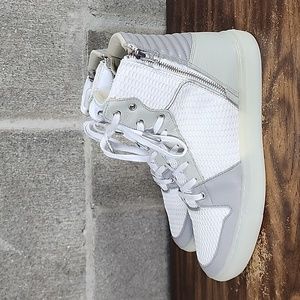 Creative Recreation High Top Zip Up White Grey Sport Adonis Leather Shoes Sz 11